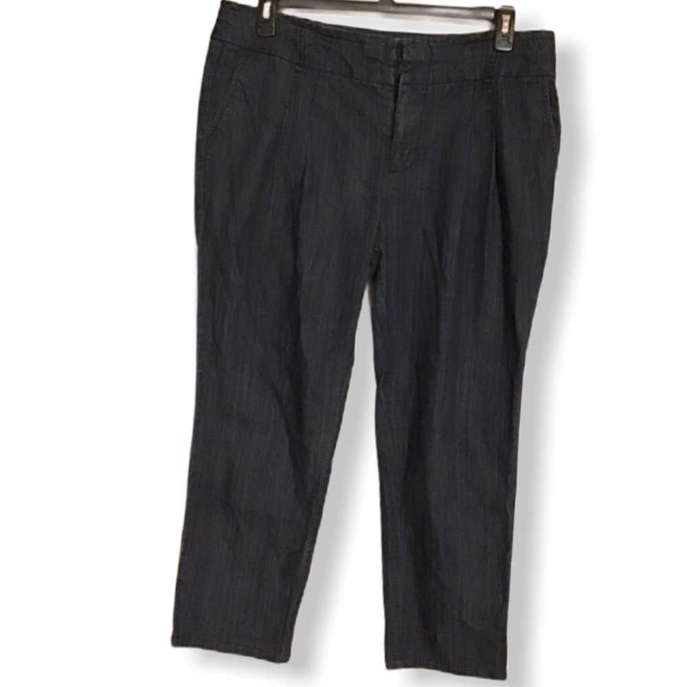 Pleated jeans with paper bag waist